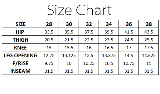 Mens Jean Size Chart