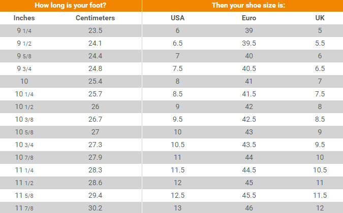 Shoes Size Chart – Online Shopping in Pakistan: Fashion | Cash on ...